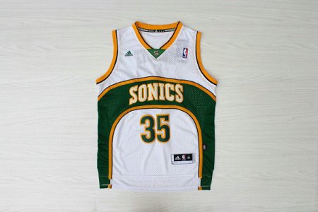 Maillot De Basket Seattle Supersonics Kevin Durant 35 Engrener Blanc